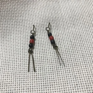 Handmade beautiful Red Black Brass fashion Ethnic Earrings 12.5" from Kenya - Picture 1 of 6