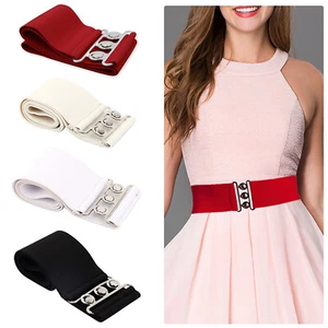 Ladies Wide Elasticated Waist Belt Classic Stretch Waistband for Women Fashion - Picture 1 of 23