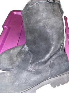 Banana Republic Distressed Suede Leather moto lug boots size 11.5 black EUC - Imagen 1 de 5