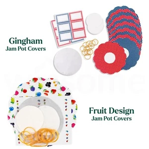 Jam Pot Covers 1lb 2lbJar Preserves Pickle Label Wax Seal Disc Chutney Cellophan - Picture 1 of 13