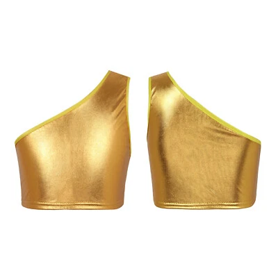 Girls Crop Tops Stage Performance Vest Athletic Top Sleeveless Tanks Class Gym - Image 1 of 3