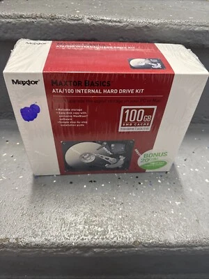 Vintage Maxtor 100GB 7200 RPM 3.5 inch Hard Drive Kit SEALED New In Box MAC/PC - Image 1 of 4