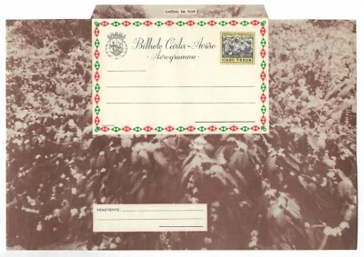 Cape Verde Cabo Verde Portugal flower coffee plantation stationery aerogram 1964 - Image 1 of 3