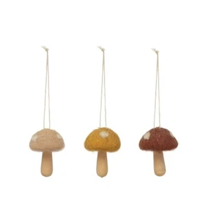 Creative Co-Op Wool Mushroom Ornament Decor with Wood Stem Pick 1 Color 2"H - Picture 1 of 2