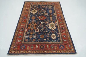 4 x 6 ft Navy Blue Bidjar Afghan Hand Knotted Wool Traditional Oriental Area Rug - Picture 1 of 16