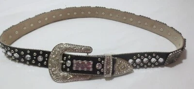 Precioso cinturón vaquera occidental de cuero para mujer BHW talla L pedrería tachuelas Foto 1 de 4