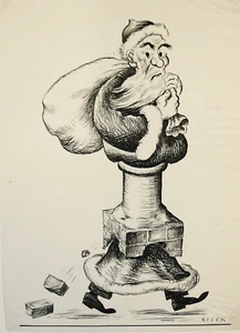 Frederick Roberts Johnson (1900-1986) Drawing 'Jerry Building' Father Christmas. - Picture 1 of 4
