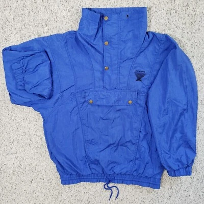 Pulôver masculino vintage Pierre Cardin M jaqueta corta-vento de náilon azul logotipo sólido - Imagem 1 de 4