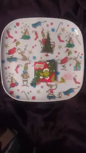 The Grinch Christmas Melamine 10” Dinner Plates Square Holidays Set Of 4 NEW - Picture 1 of 4