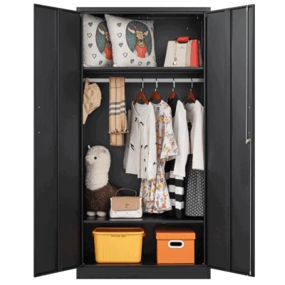 Metal Wardrobe Cabinets with Lock,Clothing Locker Storage Cabinets for Home Room - Image 1 of 4