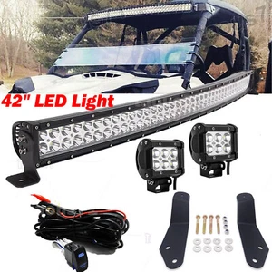 For Can-Am COMMANDER 800 1000 Curved LED Bar 42'' Roof Mount Kit+18W Aux Lights - Bild 1 von 6