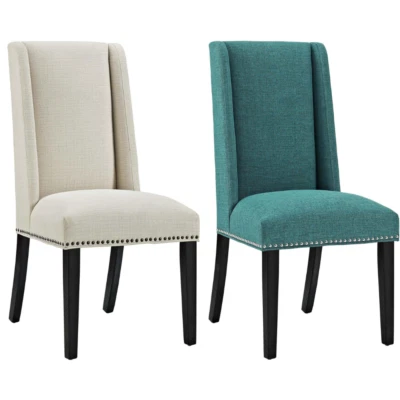 Modway Baron Upholstered Leather Fabric Dining Chair With Wooden Frame - Image 1 of 2