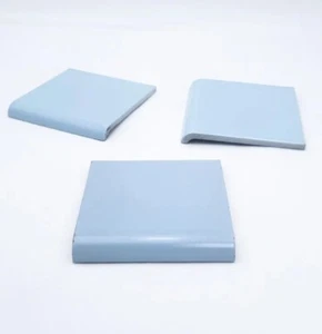 1pc Vintage Radius Bull Nose Safety Edge Pool Tiles 6" x 6” Sky Light Blue SB13 - Picture 1 of 6