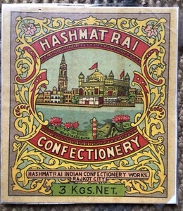 Indian Oleograph Label Palace Tower India Print Art Kitsch Rajkot City - Picture 1 of 1