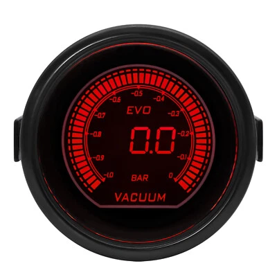 2" 52mm Universal Car EVO Vacuum Pressure Gauge -1~0 Bar Digital LED Blue & Red - Image 1 of 4