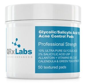 Glycolic/Salicylic Acid 10/2 Acne Control Pads with 10% Ultra Pure Glycolic Acid
