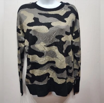 NWT Isaac Mizrahi New York Sweater Small Camouflage Camo Soft High Low Hem B444 - Image 1 of 4
