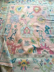 Hand Knotted Pink Oushak Rug 5x8, 6x9, 8x10, 9x12, 10x14, 12x15 Wool Area Rug - Picture 1 of 5
