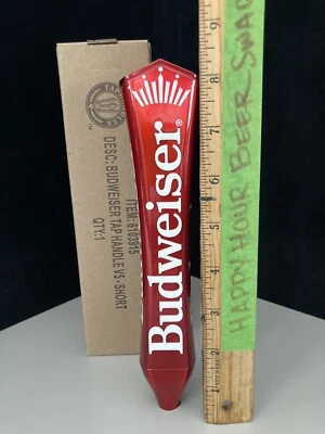 🔥 New Budweiser Short kegerator Beer Tap Handle Red Anodized Bar Lot Bud C1 - Image 1 of 4