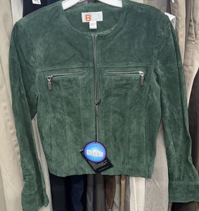Chaqueta corta corta de gamuza verde nueva con etiquetas, talla S, bonito color, ÚNICA NUEVA CAÍDA SUAVE - Imagen 1 de 6