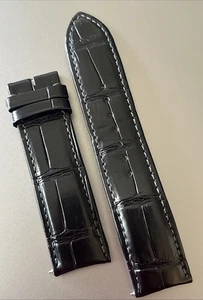 Jaeger LeCoultre Watch Strap 21 x 20 Alligator Black Semi-Matte AUTHENTIC FRANCE - Picture 1 of 23
