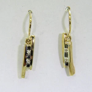 Bonitos aretes cuentagotas de oro amarillo de 9 quilates con zafiros y diamantes - Imagen 1 de 9