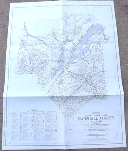 VTG 1977 HIGHWAY MAP MARSHALL COUNTY ALABAMA ALBERTVILLE GUNTERSVILLE ARAB GRANT - Picture 1 of 7