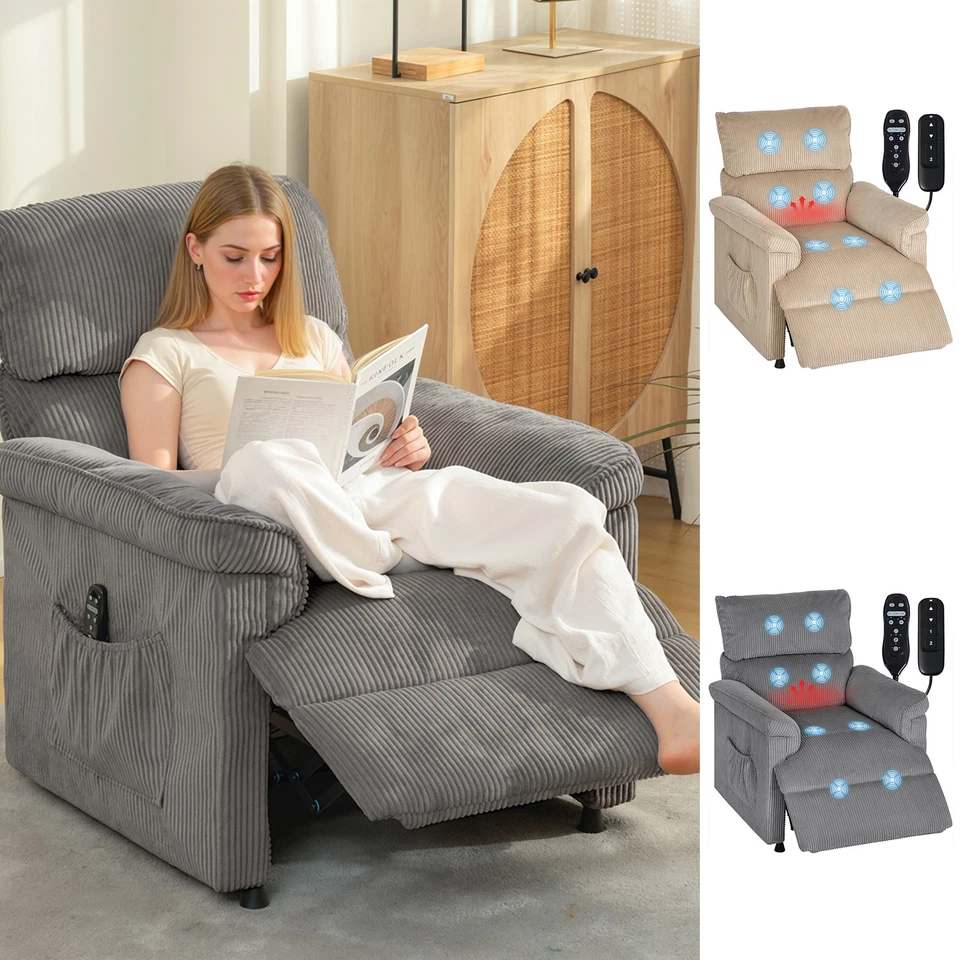 Power Recliner Armchair with Quiet Motor, Massage Reclining Chair - Image 1 of 1