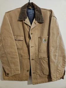 Carhartt Chore Coat Jacket 70s 80s Blanket Lined Work size 40 MEDIUM w/hood - Picture 1 of 7