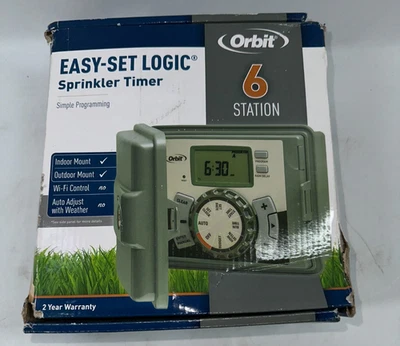 Temporizador de rociadores Orbit 6 estaciones Easy-Set Logic interior/exterior # 57896 SIN LLAVE Foto 1 de 4