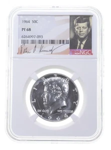 PF68 1964 Proof Kennedy Half Dollar NGC Graded - White Coin Spot Free PR *4260 - Picture 1 of 5