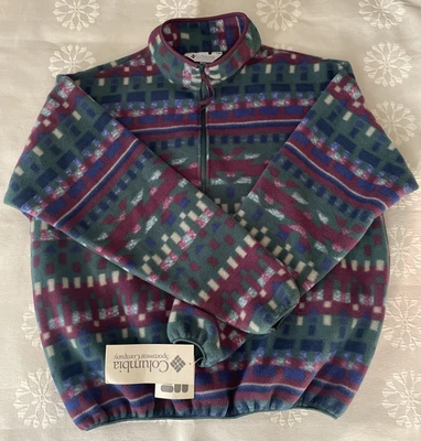 Vintage Columbia Made USA Mens Geometric Fleece Pullover Sz XL  1/2 Zip Aztec - Image 1 of 4