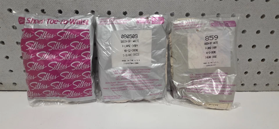 Nuevo de Lote Antiguo 3x Silkies Puntera a Cintura Transparente #080509 Talla Extra Grande Queen Off White Foto 1 de 1