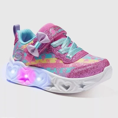 SKECHERS Girls S Sport Mae Star Print Light Up Sneakers - Pink Sizes 6, or 7