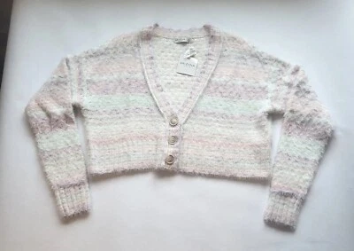 Cárdigan Suéter Pastel Difuso Para Mujer S Recortado Blanco Suave Algodón Caramelo Arizona  Foto 1 de 4