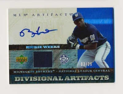 2007 Upper Deck Artifacts Divisional Artifacts Auto /25 Rickie Weeks #DA-RW Auto - Image 1 of 2