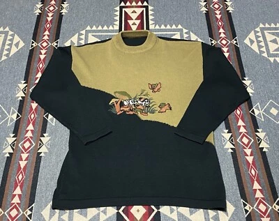 Mushrooms Mouses Birds Sweater S/M Embroidered Lambswool Womens M11 - Image 1 of 4