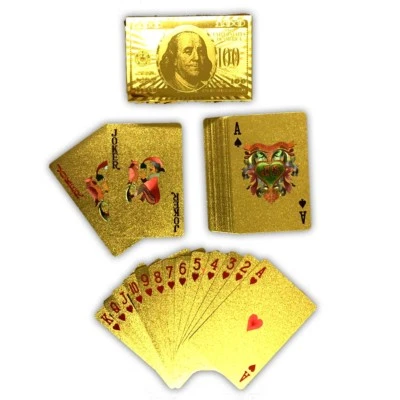 Carte da Gioco Piattaforma Placcato Oro Poker Skat Dorate Plastica - Immagine 1 di 4