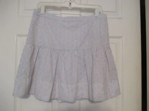J Crew Esplanade Skirt Size 6 NWT Blue & Ivory Seersucker Eyelet - Picture 1 of 4