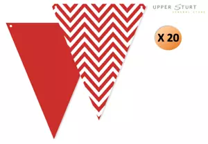 Chevron Red And White Bunting 20 Pack Christmas Party Supplies FAST SHIPPING - Picture 1 of 1