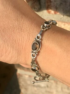 PULSERA DE CUARZO AHUMADO GENUINA en PLATA ESTERLINA 925 ¡ENVÍO RÁPIDO GRATIS!! - Imagen 1 de 12