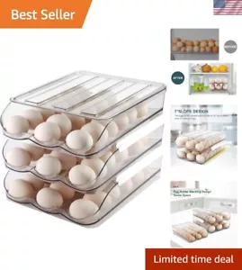 Large Capacity Egg Holder Automatic Rolling Egg Storage Container for Fridge - Picture 1 of 8