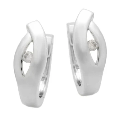 Orecchini Creole Vero 925 Argento con Zirconia Pietra E Protezione Avviamento - Immagine 1 di 3