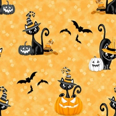 Feline Drive Fabric NIGHTS OF OLDE SALEM Cats Halloween Fat Quarter (18"x22") FQ Foto 1 de 4