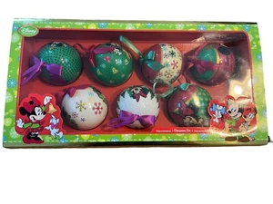 DISNEY STORE MICKEY & MINNIE Round Christmas Ornaments Set Of 7 Vintage - Picture 1 of 19