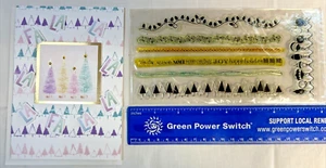 Clear Christmas Border Stamps Set-7tlg-Ornamente-Satz-Bäume-Girlande-Licht-Holly - Bild 1 von 6
