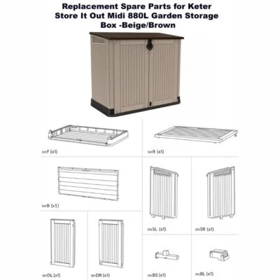 WESTERNDEALS Replacement Spare Parts for Keter Store It Out Midi 880L Garden Storage Box