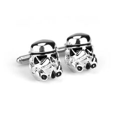 Chrome & Black Star Wars Stormtrooper Helmet Cufflinks FAST & FREE SHIPPING 