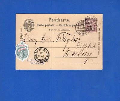 SUIZA, 1870, TARJETA WOHLEN A HARBURG, BONITA Foto 1 de 2