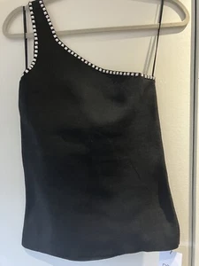 Stunning Next Diamanté Cold Shoulder Top BNWT Black Size M - Picture 1 of 5